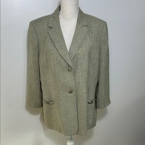 Vintage Le Suit Women's Classic Blazer in Gray Green